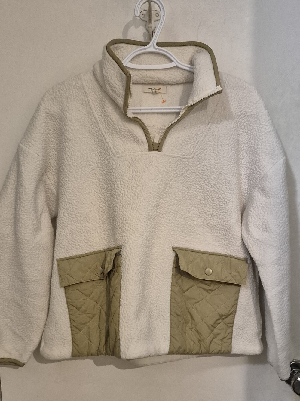 Madewell Cream Fleece Sherpa Pullover Jacket Sz.M - Picture 4 of 9